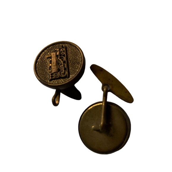 Vintage Men's Round Button Train Cufflinks - Picture 2 of 6